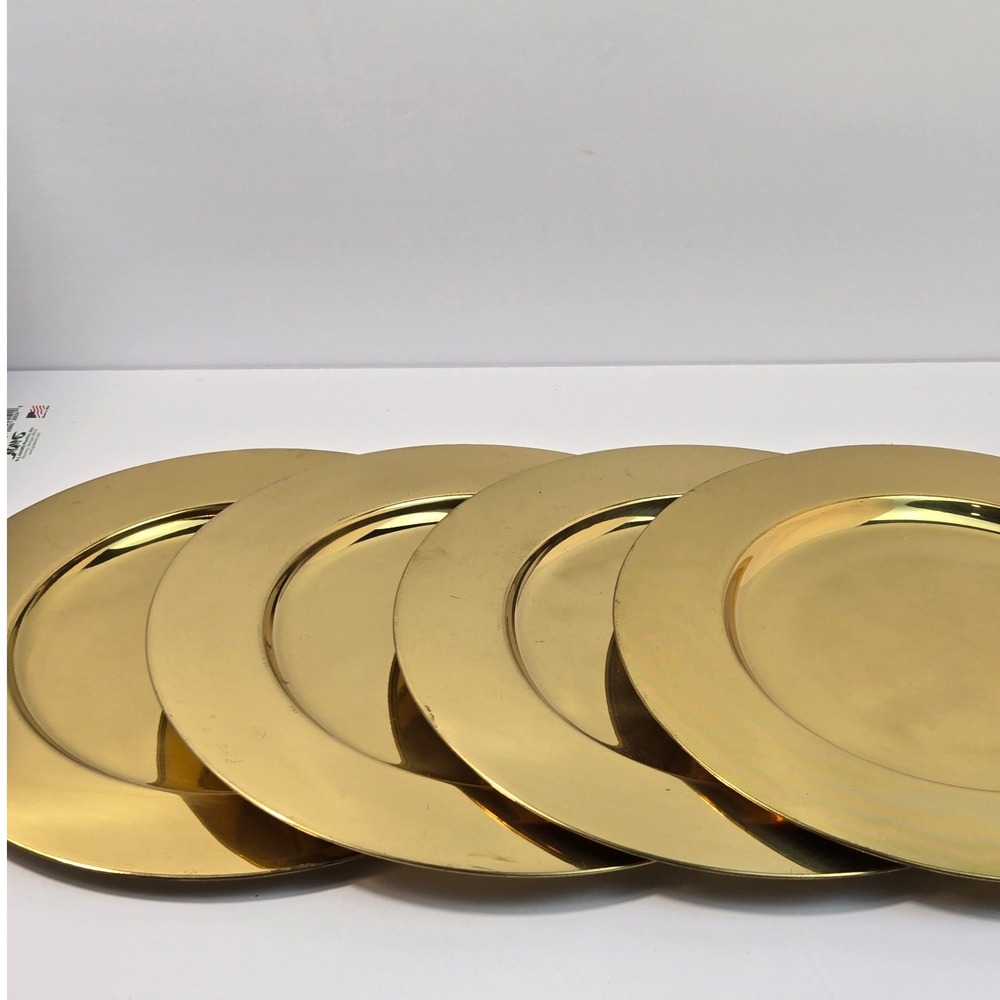 Century Brass Charger Plates Set of 4 Gold Decorative Tableware 12 Inch Round